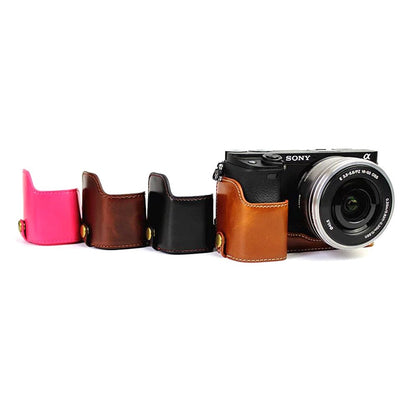 PU Leather Half Bottom Camera Protective Case for Sony A6000/A6300