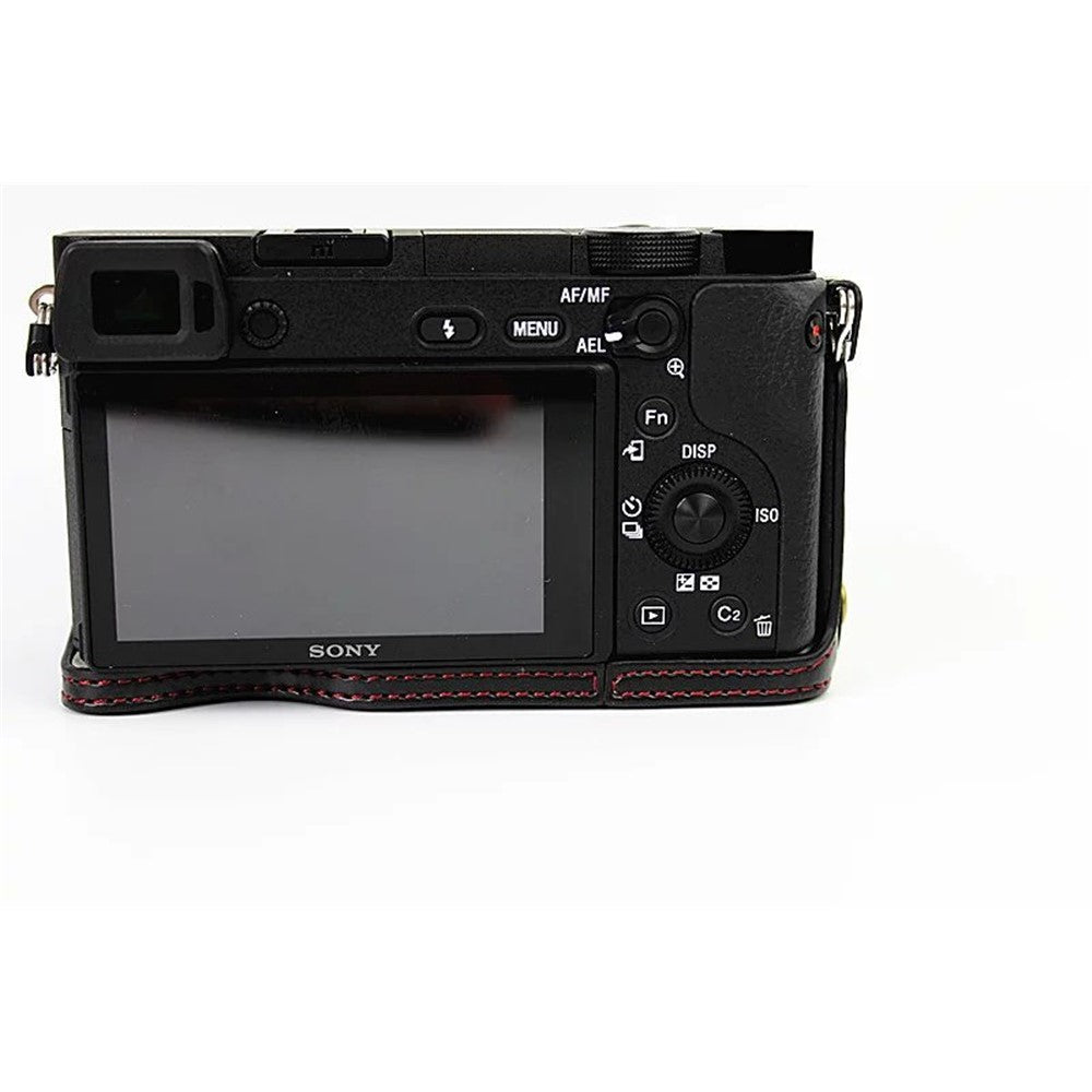 PU Leather Half Bottom Camera Protective Case for Sony A6000/A6300