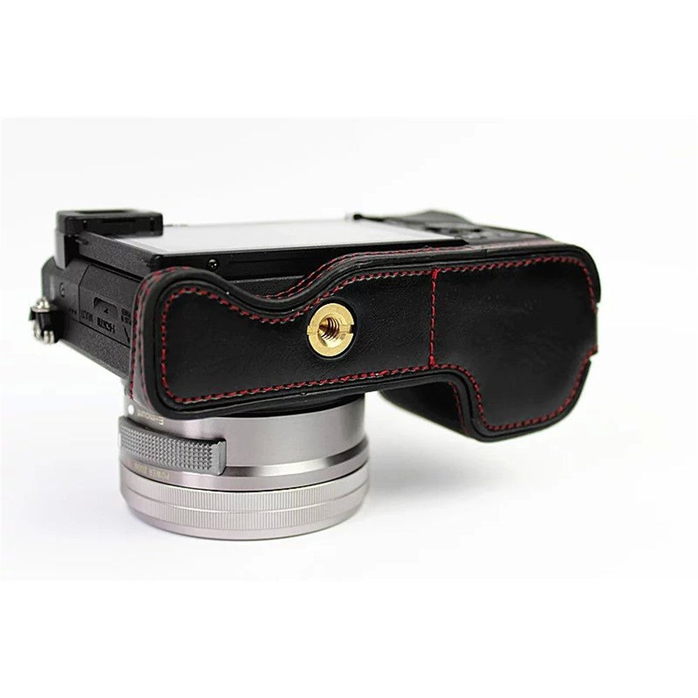 PU Leather Half Bottom Camera Protective Case for Sony A6000/A6300