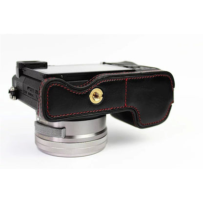 PU Leather Half Bottom Camera Protective Case for Sony A6000/A6300