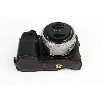 PU Leather Half Bottom Camera Protective Case for Sony A6000/A6300