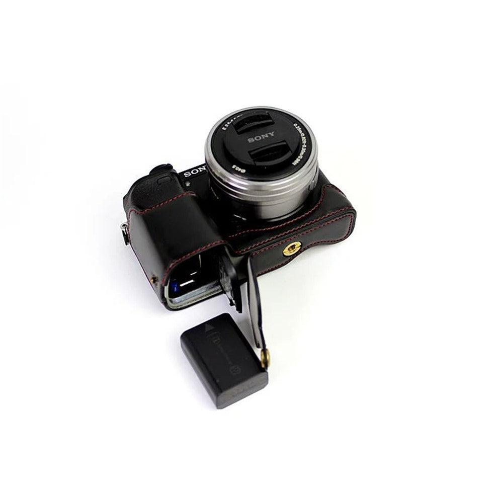 PU Leather Half Bottom Camera Protective Case for Sony A6000/A6300