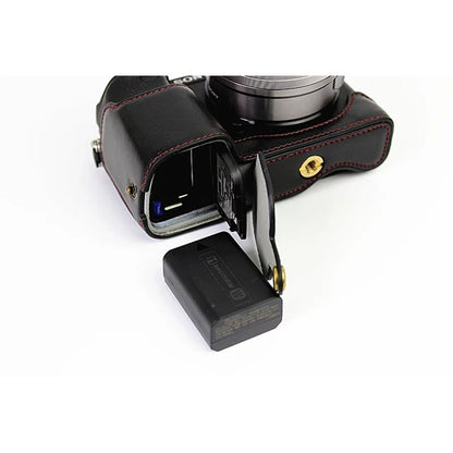 PU Leather Half Bottom Camera Protective Case for Sony A6000/A6300