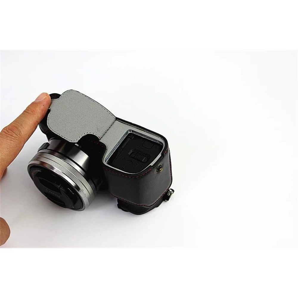 PU Leather Half Bottom Camera Protective Case for Sony A6000/A6300