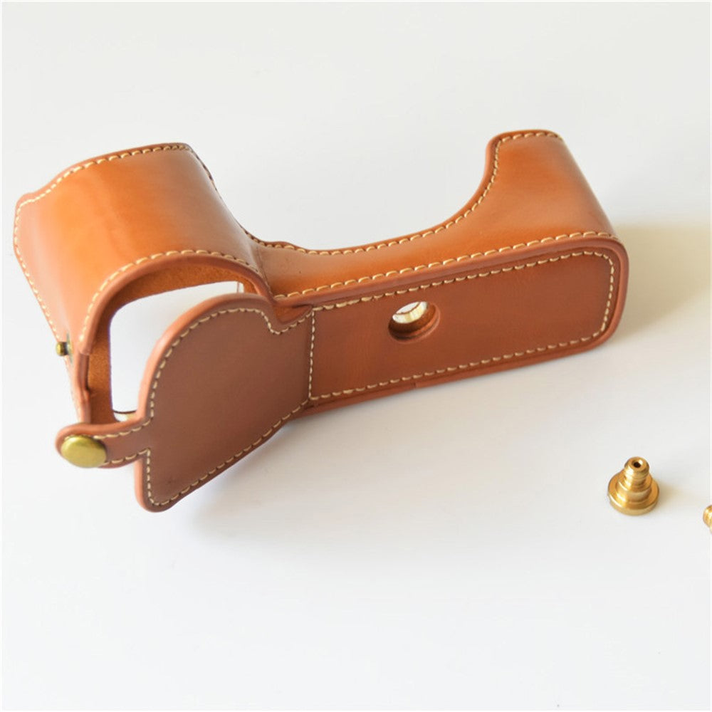 PU Leather Half Bottom Camera Protective Cover for Sony A73/A9