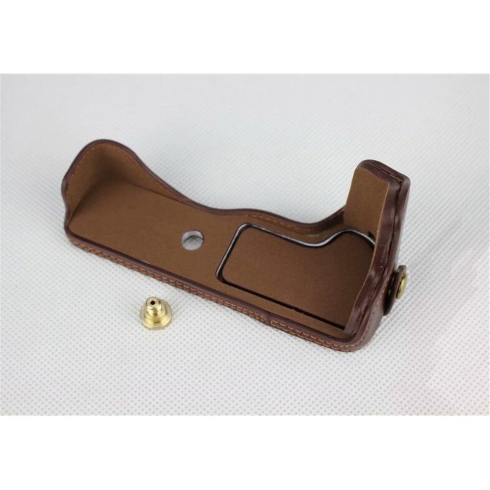 Genuine Leather Half Bottom Camera Protective Case Bag for for Canon EOS M50