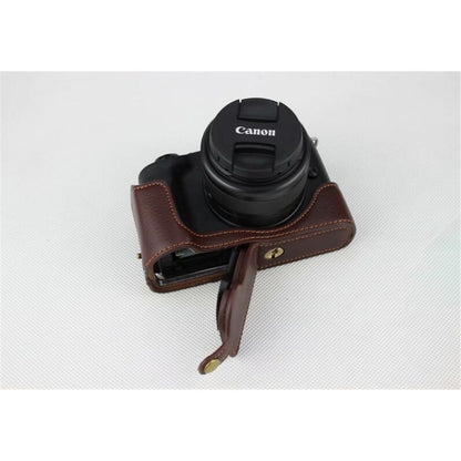 Genuine Leather Half Bottom Camera Protective Case Bag for for Canon EOS M50
