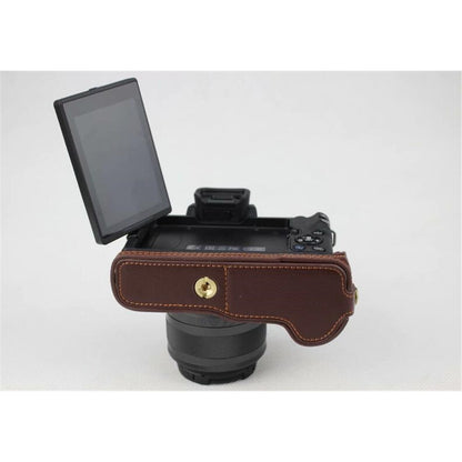 Genuine Leather Half Bottom Camera Protective Case Bag for for Canon EOS M50