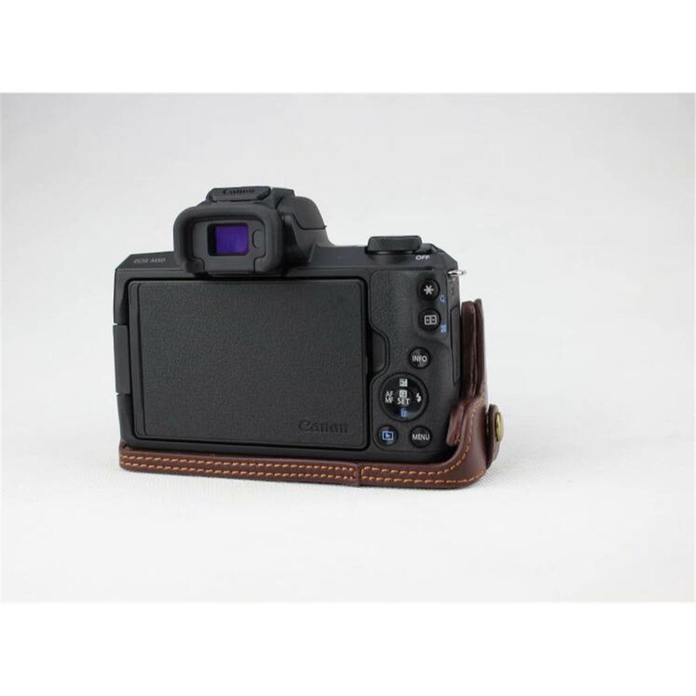 Genuine Leather Half Bottom Camera Protective Case Bag for for Canon EOS M50