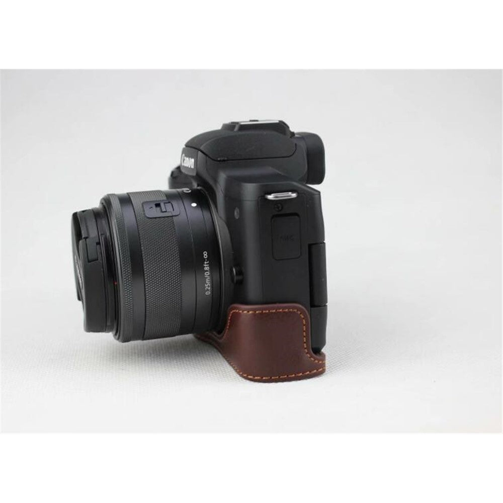 Genuine Leather Half Bottom Camera Protective Case Bag for for Canon EOS M50