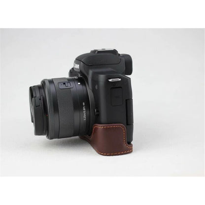 Genuine Leather Half Bottom Camera Protective Case Bag for for Canon EOS M50