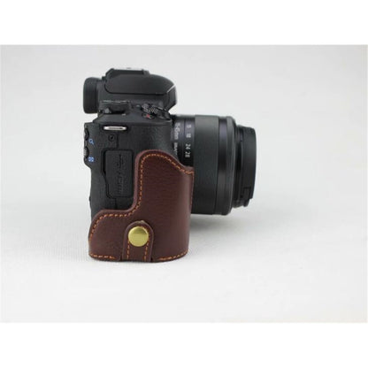 Genuine Leather Half Bottom Camera Protective Case Bag for for Canon EOS M50
