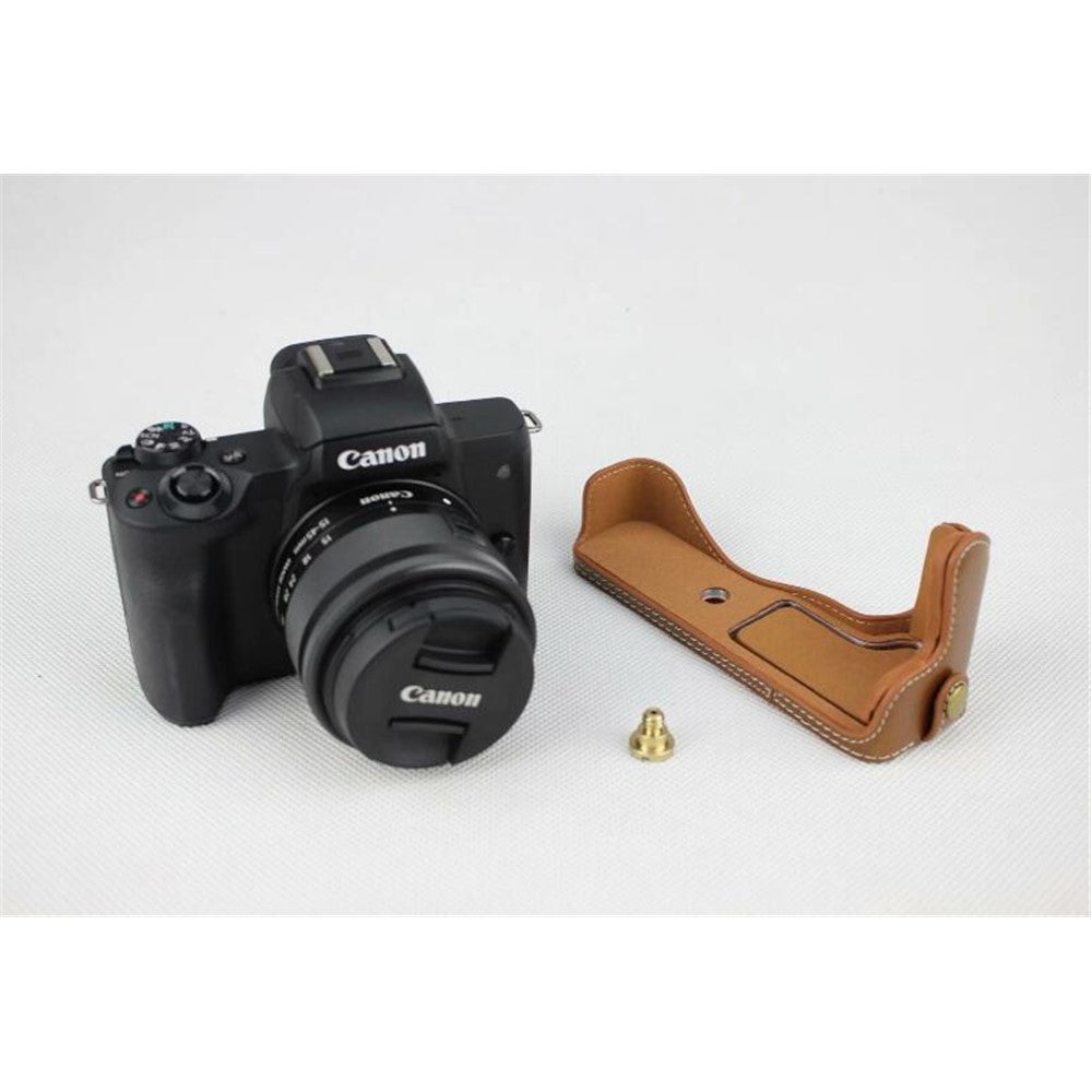 Half Camera PU Leather Protective Case for Canon EOS M50
