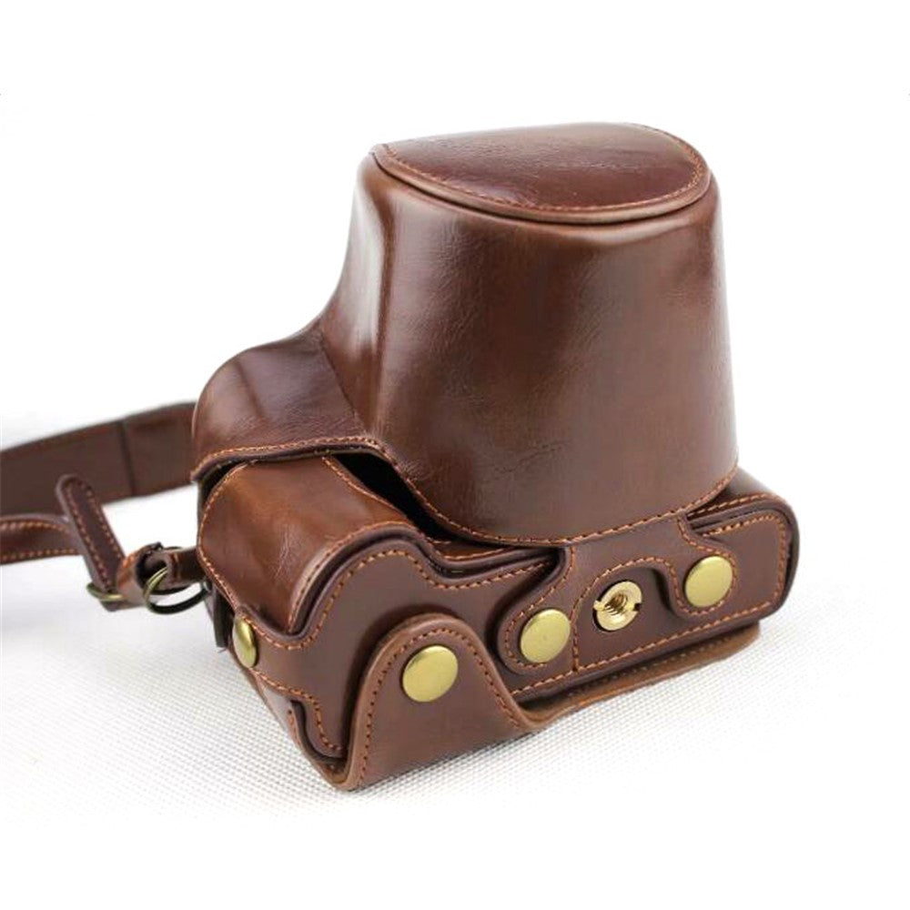 PU Leather Protective Case + Strap + Camera Lens Bag for Canon EOS M50