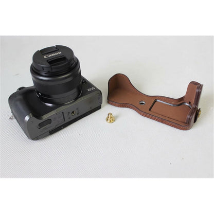 Half Camera PU Leather Protective Bottom Mount Cover for Canon EOS M6
