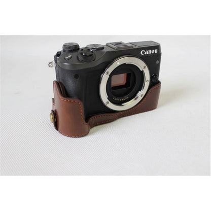 Half Camera PU Leather Protective Bottom Mount Cover for Canon EOS M6