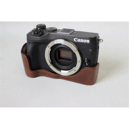 Half Camera PU Leather Protective Bottom Mount Cover for Canon EOS M6