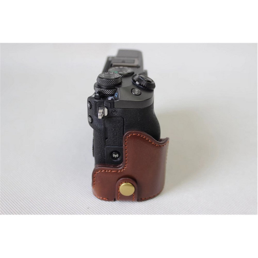 Half Camera PU Leather Protective Bottom Mount Cover for Canon EOS M6