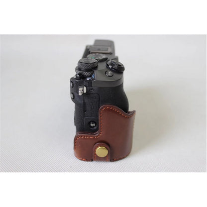 Half Camera PU Leather Protective Bottom Mount Cover for Canon EOS M6