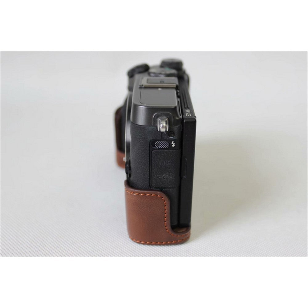 Half Camera PU Leather Protective Bottom Mount Cover for Canon EOS M6