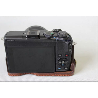 Half Camera PU Leather Protective Bottom Mount Cover for Canon EOS M6