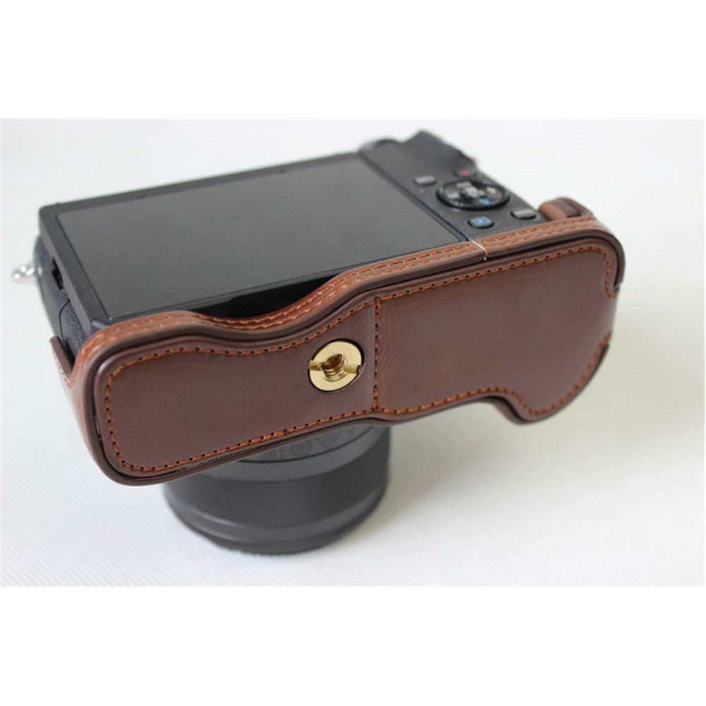 Half Camera PU Leather Protective Bottom Mount Cover for Canon EOS M6