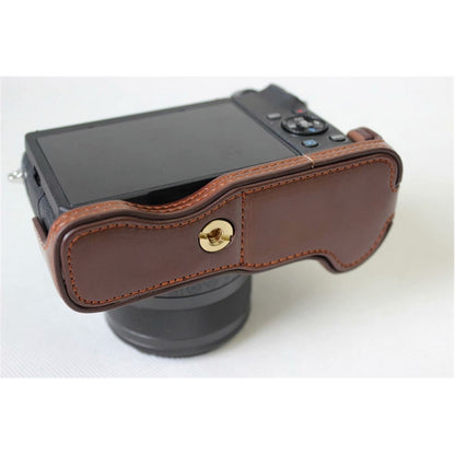 Half Camera PU Leather Protective Bottom Mount Cover for Canon EOS M6