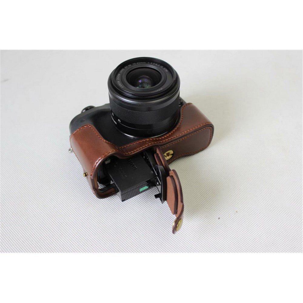 Half Camera PU Leather Protective Bottom Mount Cover for Canon EOS M6