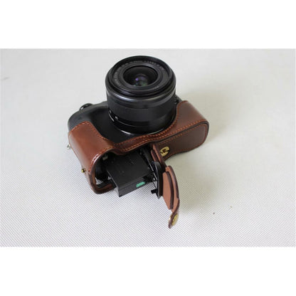 Half Camera PU Leather Protective Bottom Mount Cover for Canon EOS M6