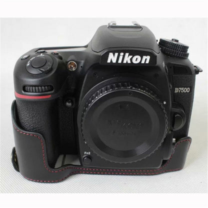 Half Camera PU Leather Shielded Bag Cover for Nikon D7500 Digital SLR Camera