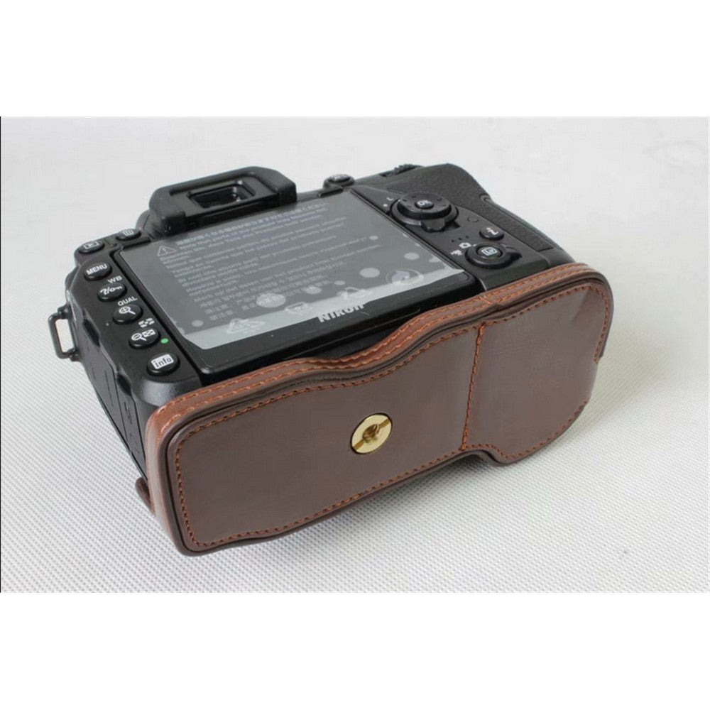 Half Camera PU Leather Shielded Bag Cover for Nikon D7500 Digital SLR Camera