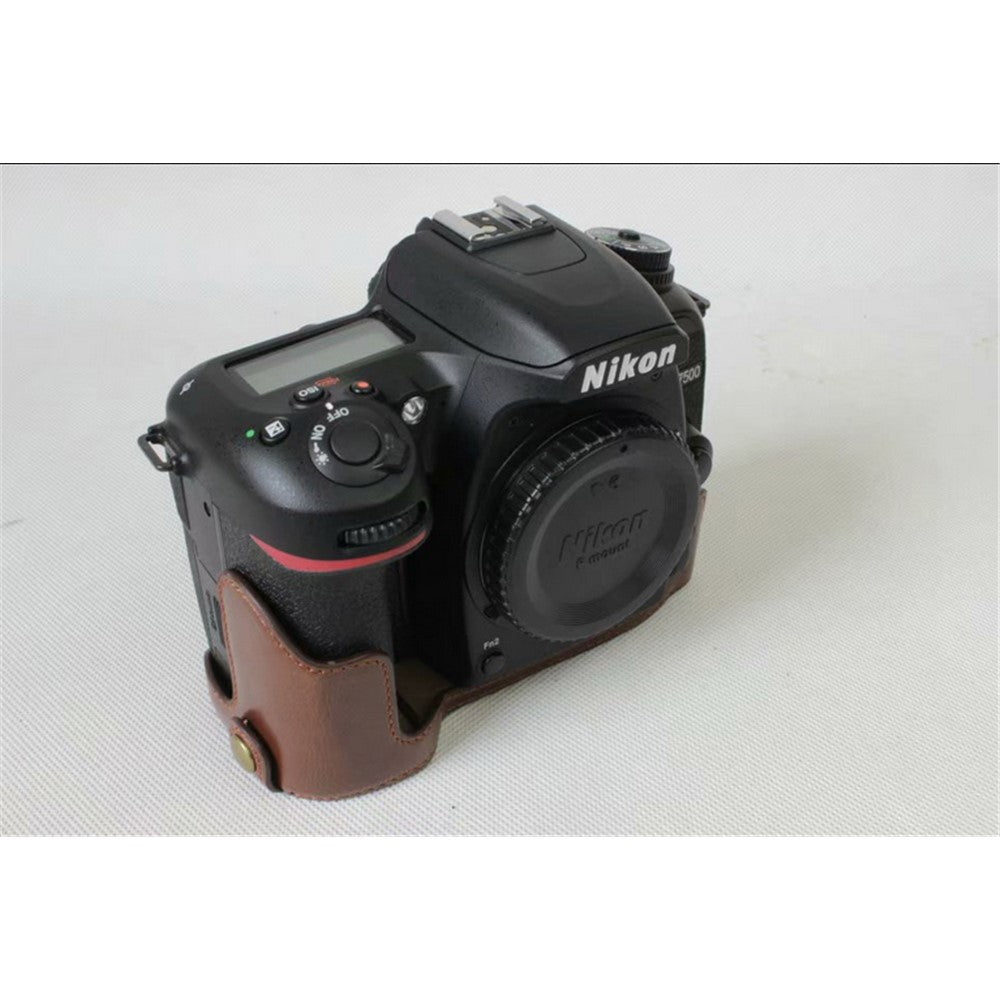 Half Camera PU Leather Shielded Bag Cover for Nikon D7500 Digital SLR Camera