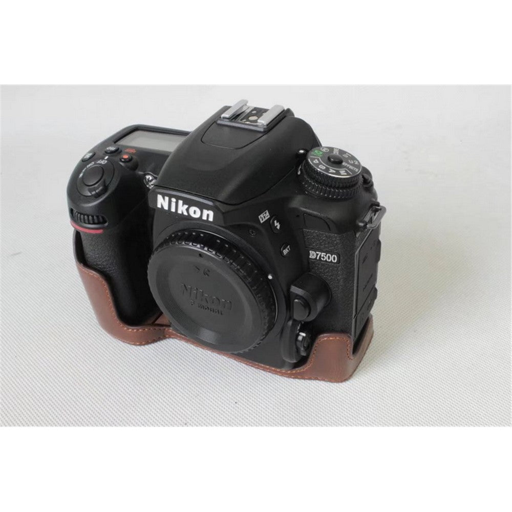 Half Camera PU Leather Shielded Bag Cover for Nikon D7500 Digital SLR Camera