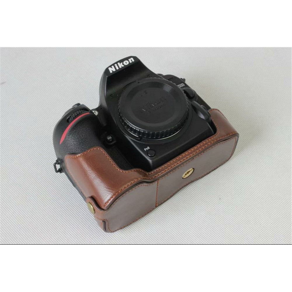 Half Camera PU Leather Shielded Bag Cover for Nikon D7500 Digital SLR Camera