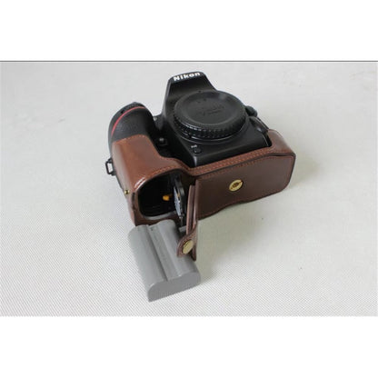 Half Camera PU Leather Shielded Bag Cover for Nikon D7500 Digital SLR Camera
