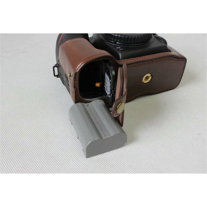 Half Camera PU Leather Shielded Bag Cover for Nikon D7500 Digital SLR Camera