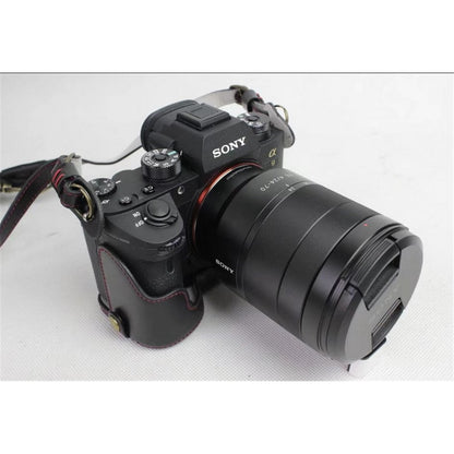 PU Leather Protective Bag + Strap + Camera Lens Bag for Sony ILCE-9 / A9 / A7RM3 A7RIII