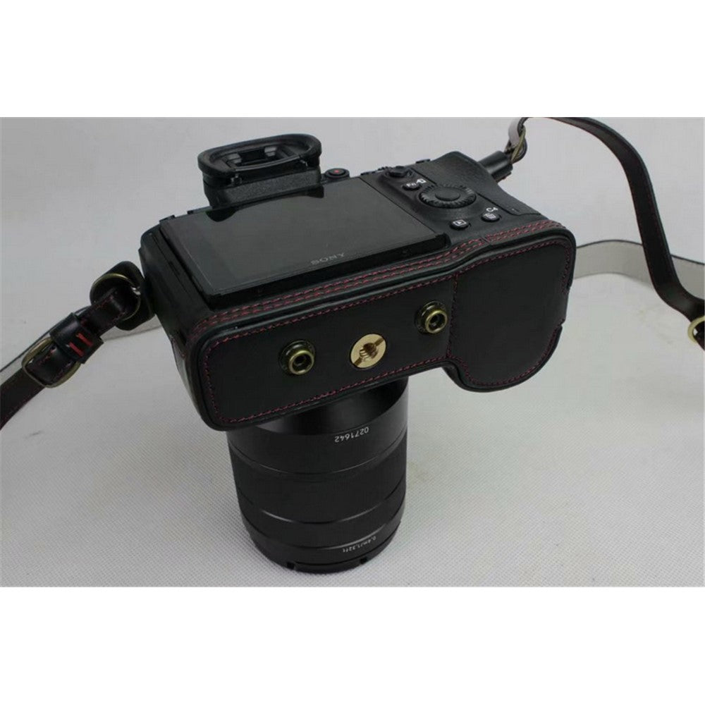 PU Leather Protective Bag + Strap + Camera Lens Bag for Sony ILCE-9 / A9 / A7RM3 A7RIII
