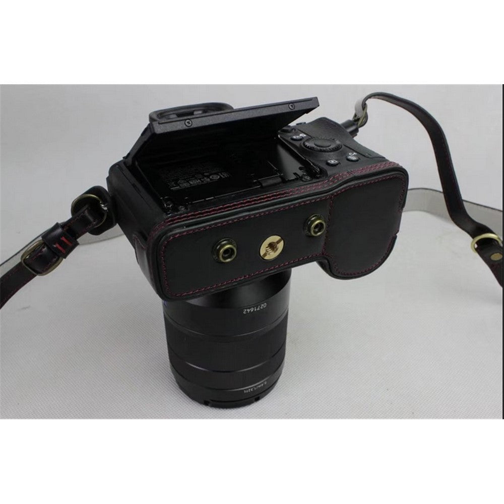 PU Leather Protective Bag + Strap + Camera Lens Bag for Sony ILCE-9 / A9 / A7RM3 A7RIII