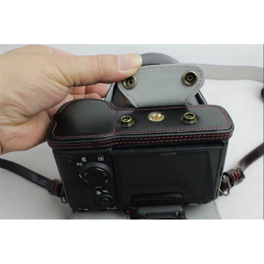 PU Leather Protective Bag + Strap + Camera Lens Bag for Sony ILCE-9 / A9 / A7RM3 A7RIII