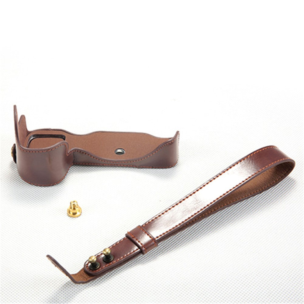 Bottom Opening PU Leather Half Protection Shell with Strap for Nikon Z7 Camera
