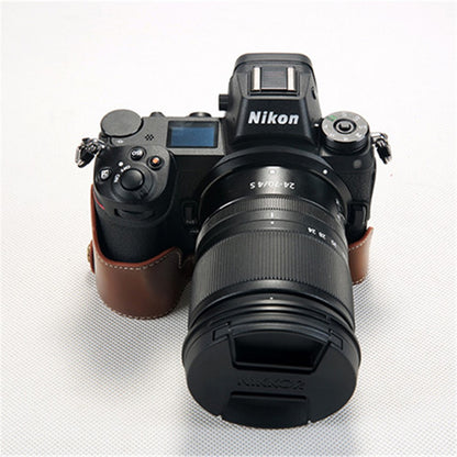 Bottom Opening PU Leather Half Protection Shell with Strap for Nikon Z7 Camera