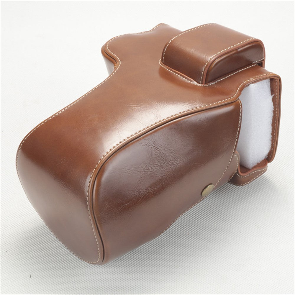 PU Leather Camera Protection Shell + Strap + Camera Lens Bag for Canon EOS R