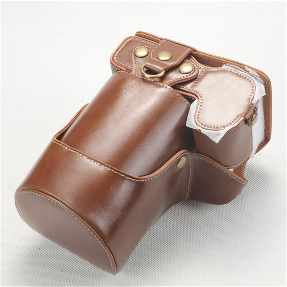 PU Leather Camera Protection Shell + Strap + Camera Lens Bag for Canon EOS R