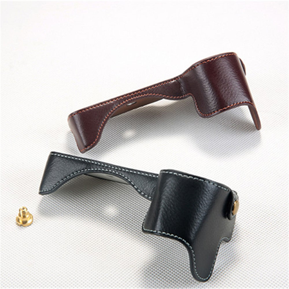 For Nikon Z7 Genuine Leather Half Bottom Camera Protection Shell with Strap