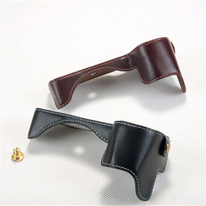 For Nikon Z7 Genuine Leather Half Bottom Camera Protection Shell with Strap