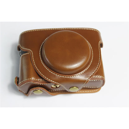 PU Leather Half Camera Case Bag with Strap for Canon PowerShot G5 X Mark II