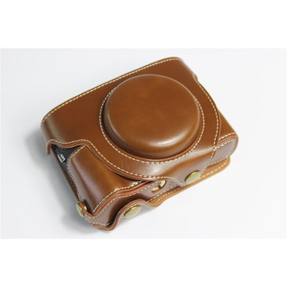 PU Leather Half Camera Case Bag with Strap for Canon PowerShot G5 X Mark II