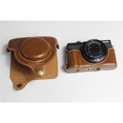 PU Leather Half Camera Case Bag with Strap for Canon PowerShot G5 X Mark II