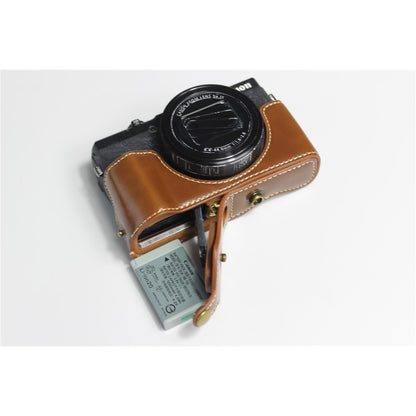 PU Leather Half Camera Case Bag with Strap for Canon PowerShot G5 X Mark II